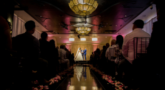 wedding ceremony in noor's sofia ballroom banquet hall in los angeles