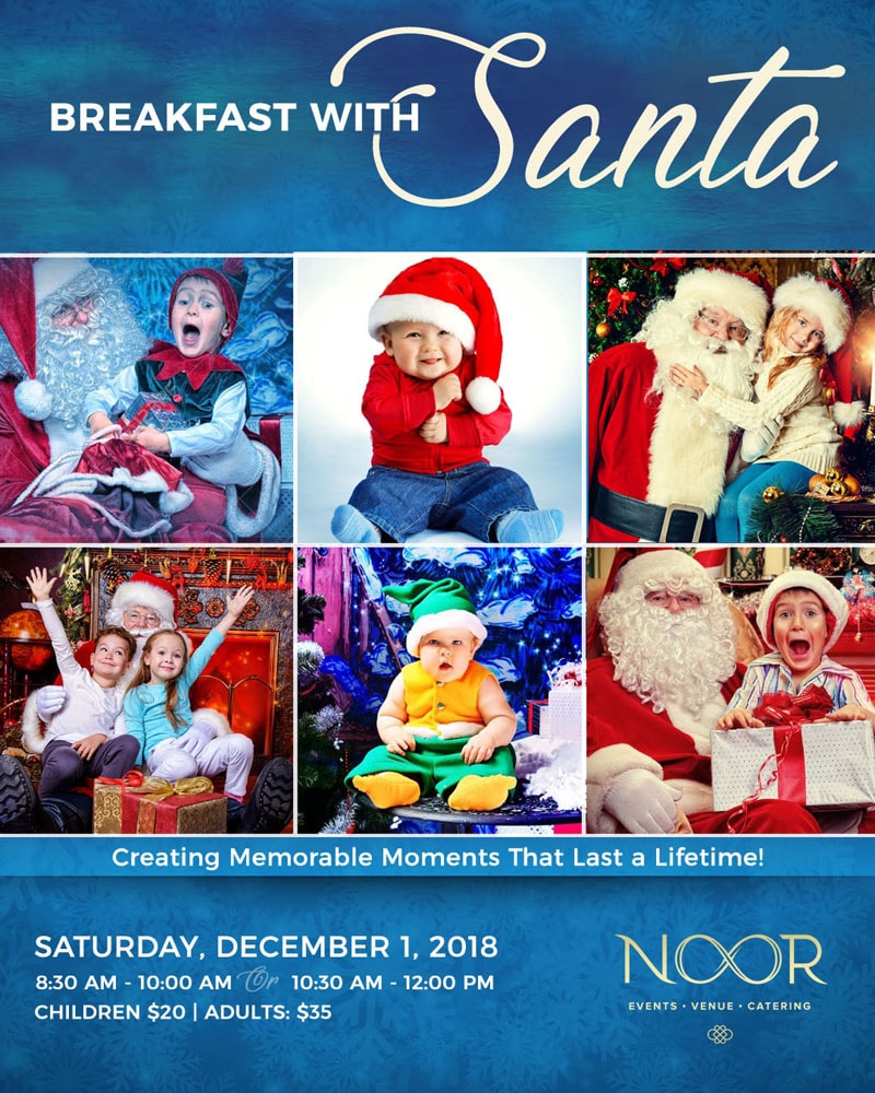 Children with Santa at Christmas at Breakfast with Santa event at NOOR in Los Angeles