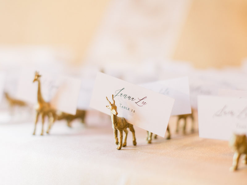 safari animal wedding place card holders los angeles wedding