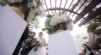 outdoor wedding ceremony pasadena noor terrace