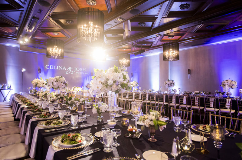 noor wedding reception pasadena ella ballroom banquet table setup