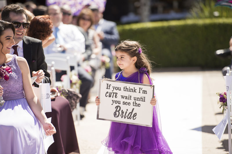flower girl with sign los angeles wedding