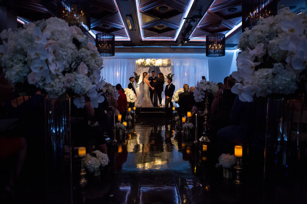 candlelight wedding ceremony in NOOR's ella ballroom in los angeles