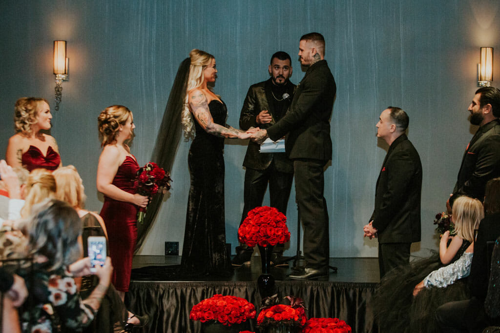 black and red wedding ceremony noor los angeles