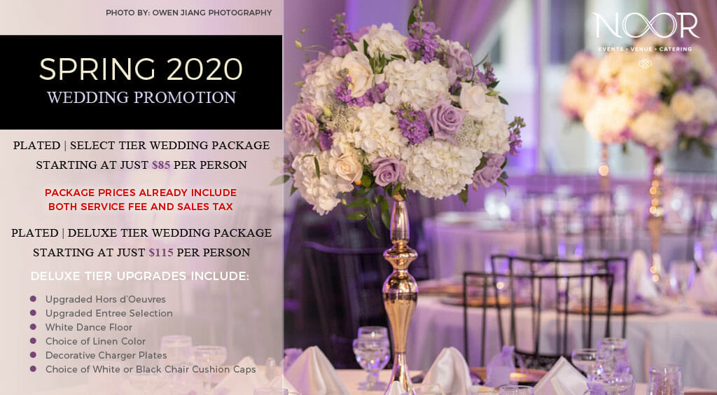 spring 2020 wedding promotion details with blush and lilac centerpieces in a wedding reception setup at noor in los angeles