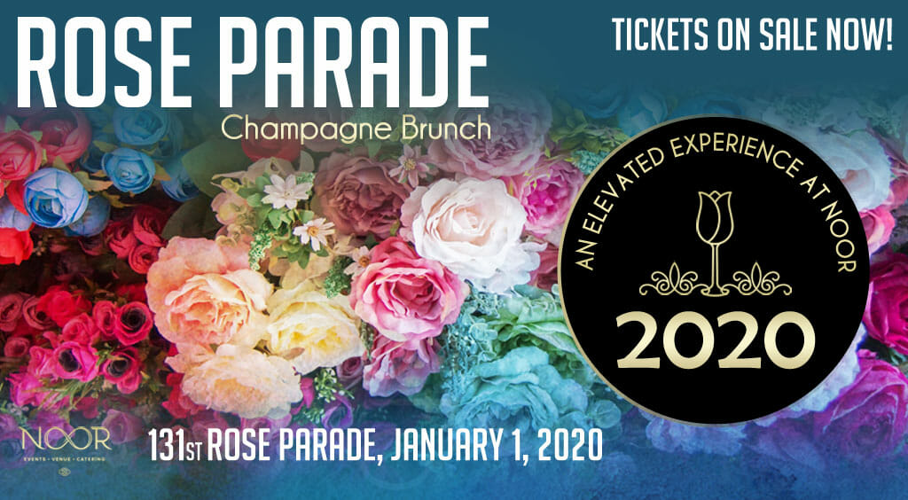 rose parade 2020 tickets banner with multicolored roses and flowers