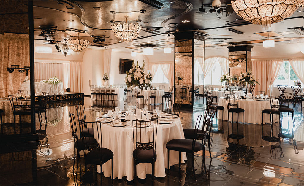 luxury wedding setup in the sofia ballroom