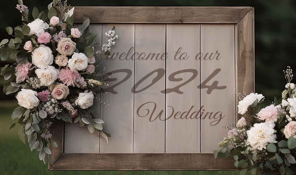 welcome to our 2024 wedding sign