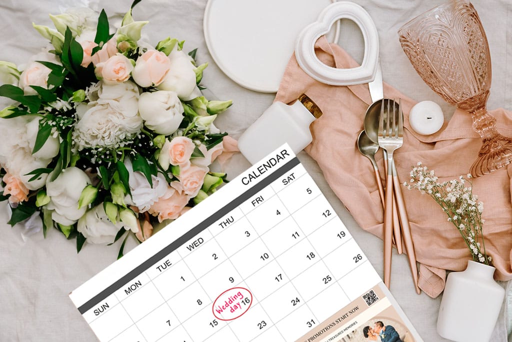 wedding calendar and flowers